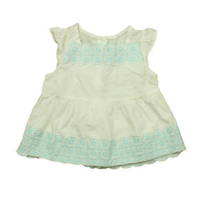 Janie and Jack Girls White | Aqua Blouse size: 12-18 Months
